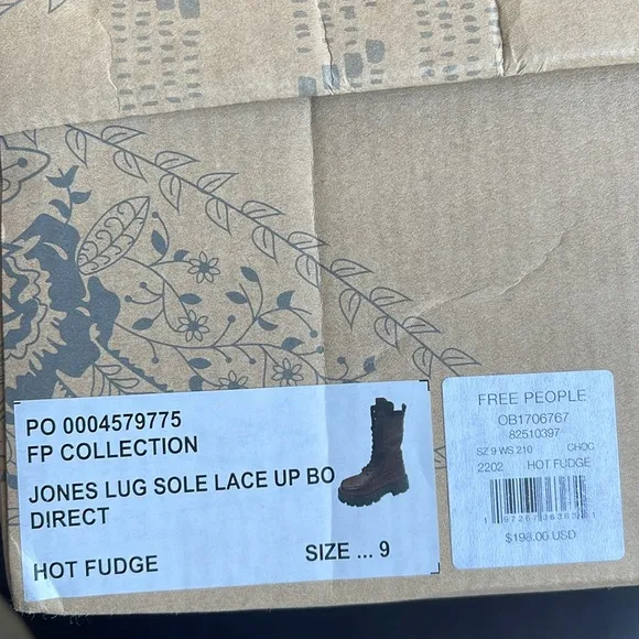 Free People Womens Jones Lug Sole Lace Up Boots in Hot Fudge Size 9M NIB