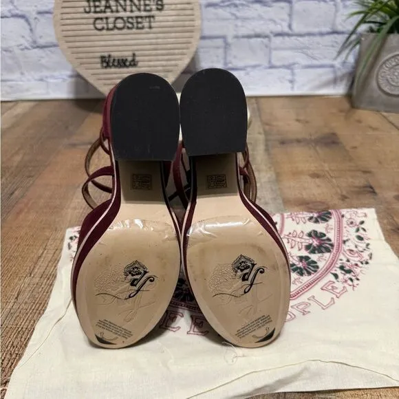 Free People size 41 10 Burgundy Remi Double Strap Suede Platform Shoes