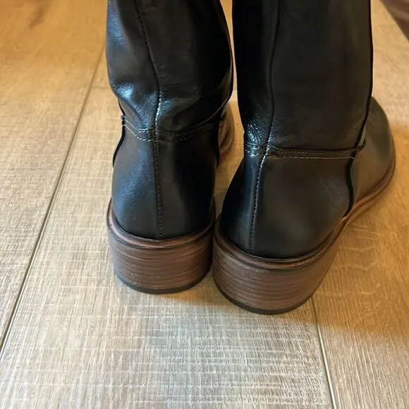 Free People Arya Italian Leather Riding Boots Black EU 36 US 6