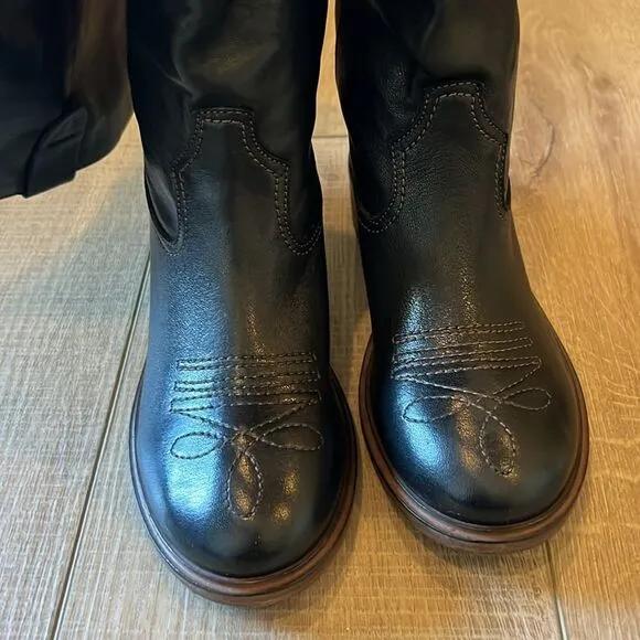 Free People Arya Italian Leather Riding Boots Black EU 36 US 6