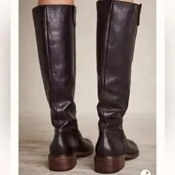 Free People Arya Italian Leather Riding Boots Black EU 36 US 6