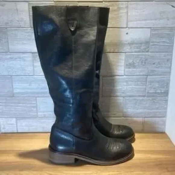 Free People Arya Italian Leather Riding Boots Black EU 36 US 6