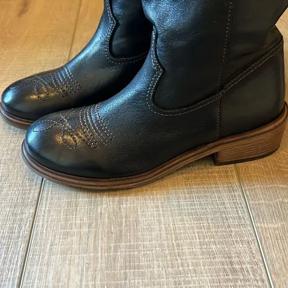 Free People Arya Italian Leather Riding Boots Black EU 36 US 6