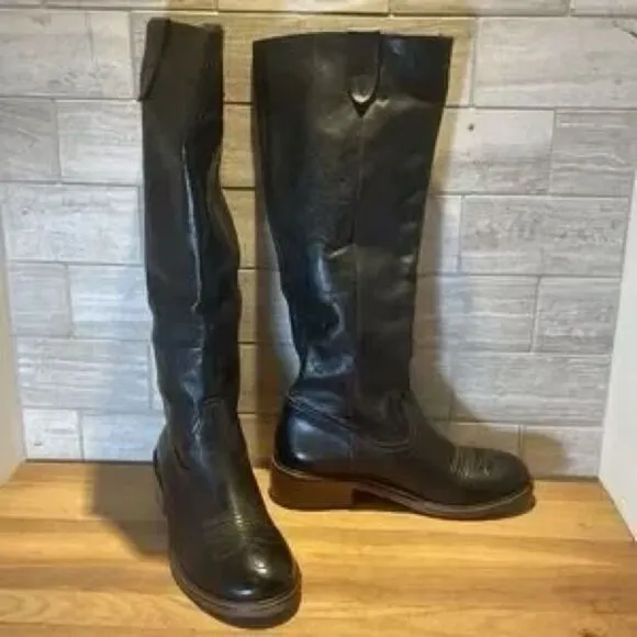 Free People Arya Italian Leather Riding Boots Black EU 36 US 6