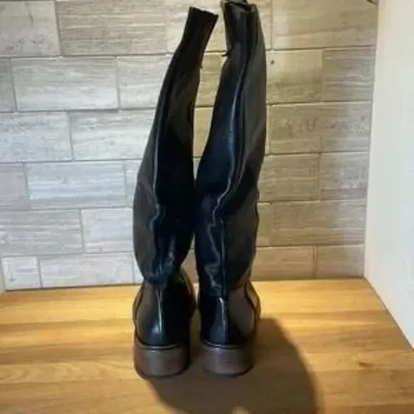 Free People Arya Italian Leather Riding Boots Black EU 36 US 6