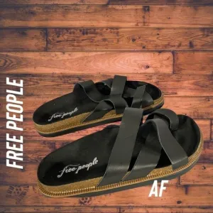 FREE PEOPLE VENTURA FOOTBED SANDAL BLACK NEW Size 38
