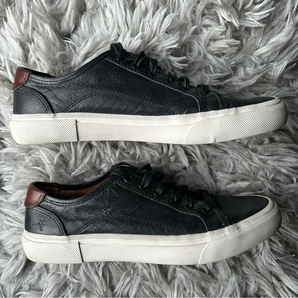 FRYE black &amp; brown leather lace up sneakers men’s shoe size 10.5
