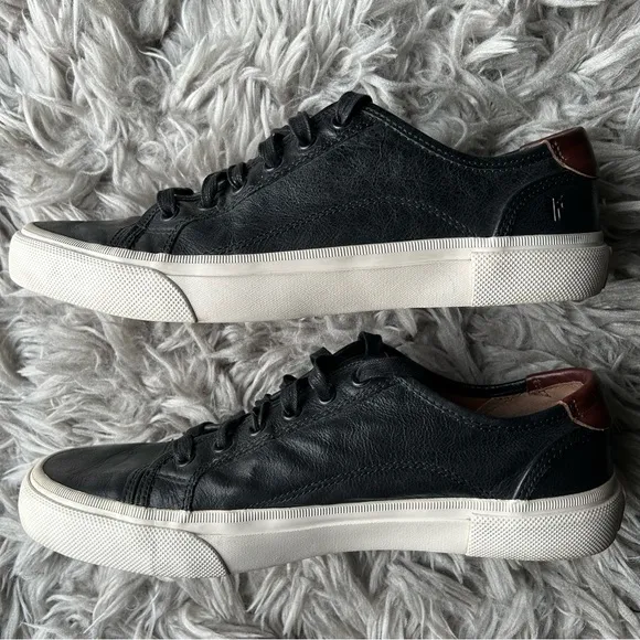 FRYE black &amp; brown leather lace up sneakers men’s shoe size 10.5