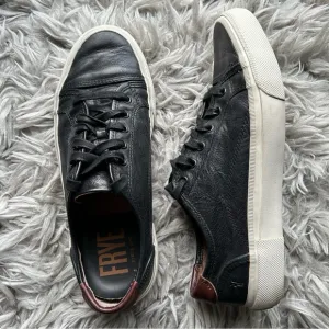 FRYE black &amp; brown leather lace up sneakers men’s shoe size 10.5