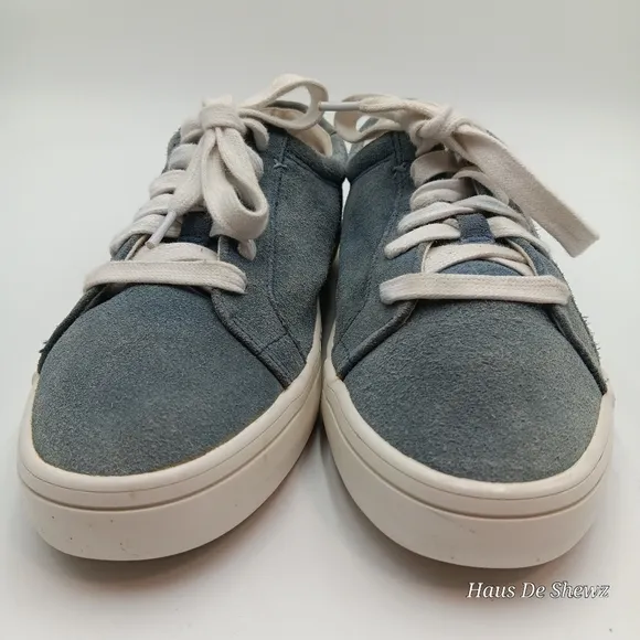 Frye Blue Suede Canvas Low Top Lace Up Slip Sneakers Shoes