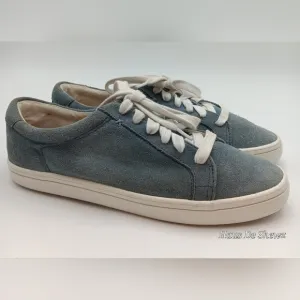 Frye Blue Suede Canvas Low Top Lace Up Slip Sneakers Shoes