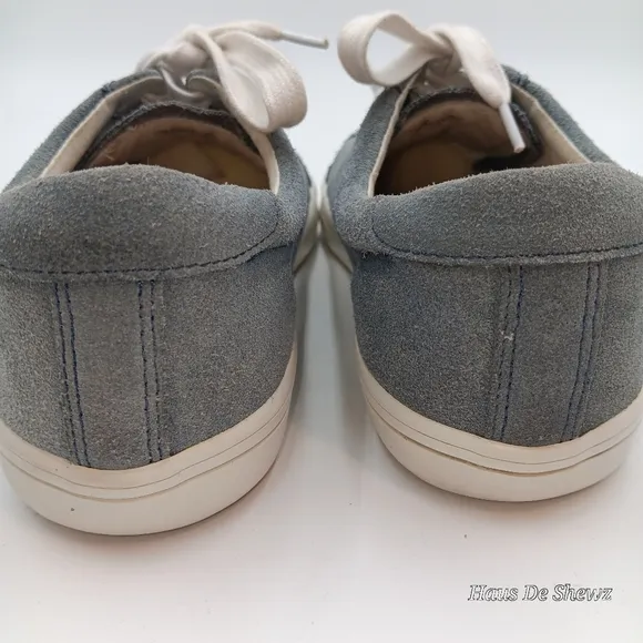 Frye Blue Suede Canvas Low Top Lace Up Slip Sneakers Shoes