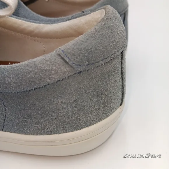 Frye Blue Suede Canvas Low Top Lace Up Slip Sneakers Shoes