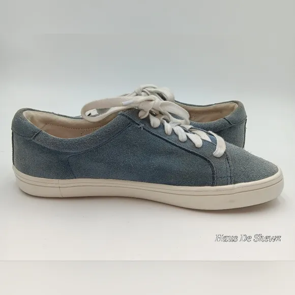 Frye Blue Suede Canvas Low Top Lace Up Slip Sneakers Shoes