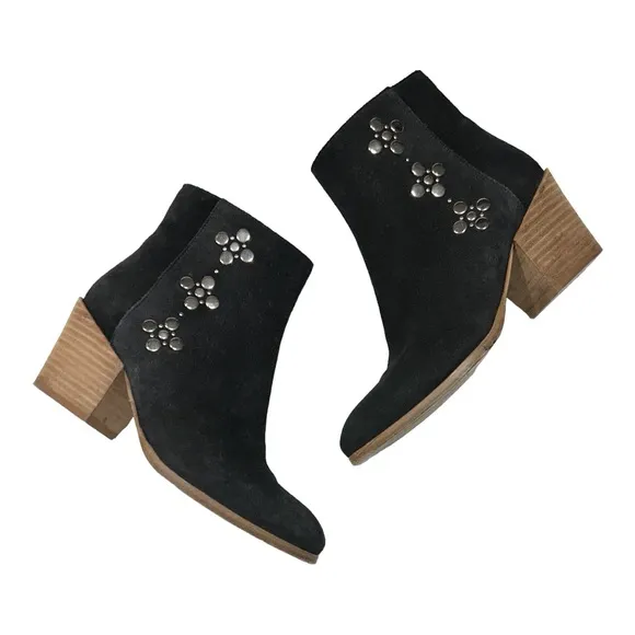 Frye Casey Stud Bootie Black Suede Ankle Boots Sz 6
