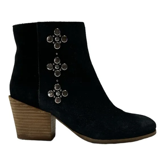 Frye Casey Stud Bootie Black Suede Ankle Boots Sz 6