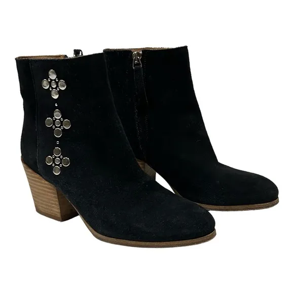 Frye Casey Stud Bootie Black Suede Ankle Boots Sz 6