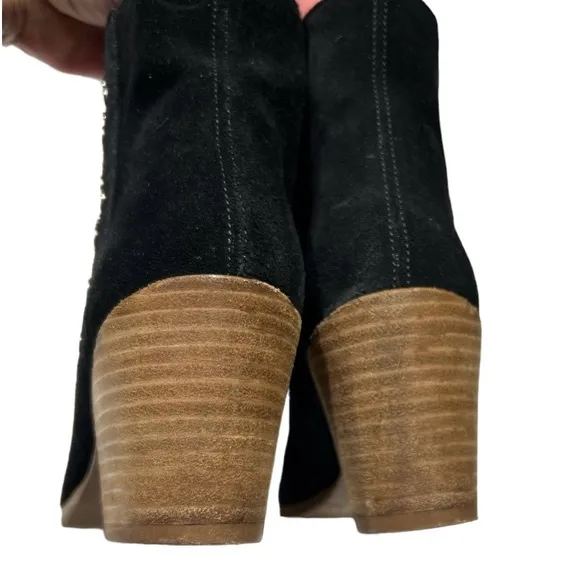 Frye Casey Stud Bootie Black Suede Ankle Boots Sz 6