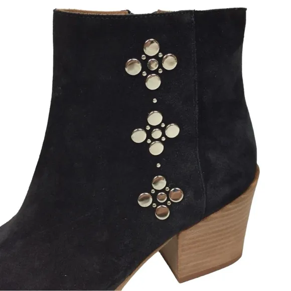 Frye Casey Stud Bootie Black Suede Ankle Boots Sz 6