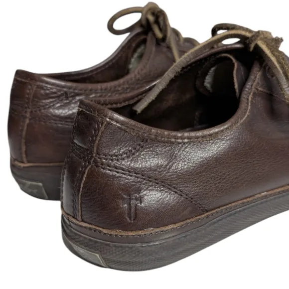 FRYE Greene Low Lace Dark Brown Leather Men's Sneakers Size 10.5