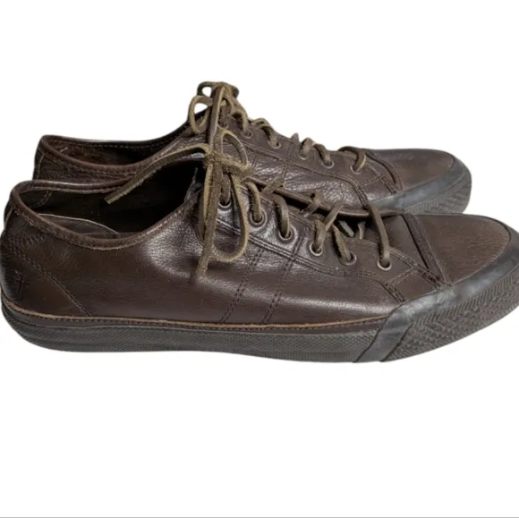 FRYE Greene Low Lace Dark Brown Leather Men's Sneakers Size 10.5