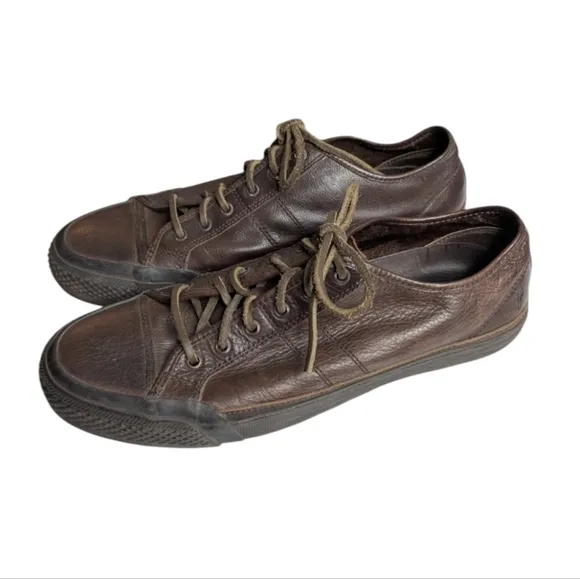 FRYE Greene Low Lace Dark Brown Leather Men's Sneakers Size 10.5