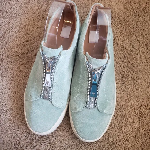 Frye Lena Zip Low Zippered Suede Shoes