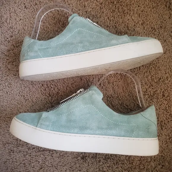 Frye Lena Zip Low Zippered Suede Shoes