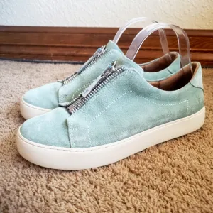 Frye Lena Zip Low Zippered Suede Shoes