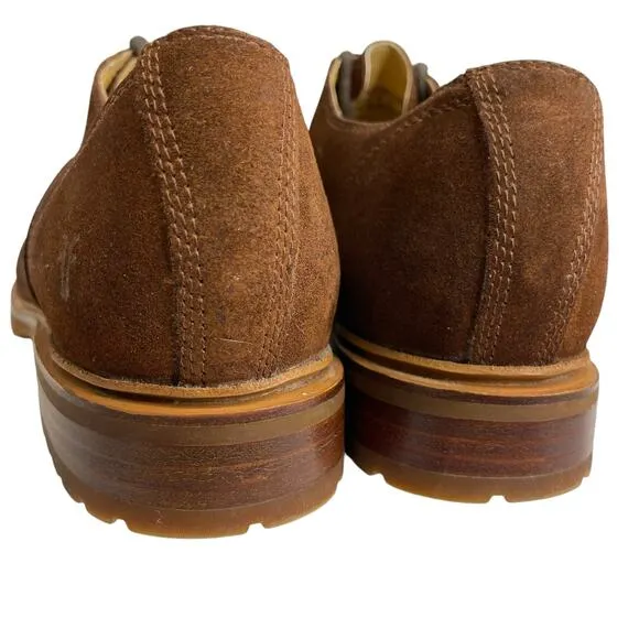 FRYE Mens Oxford Lace Up Cap Toe Shoes Size 10.5 D Tan Suede Leather
