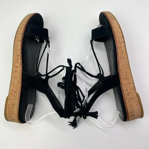 FRYE Miranda Black Suede Leather Gladiator Platform Sandals