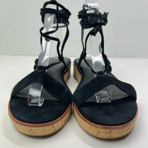 FRYE Miranda Black Suede Leather Gladiator Platform Sandals