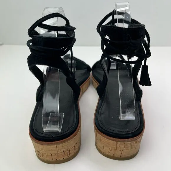 FRYE Miranda Black Suede Leather Gladiator Platform Sandals