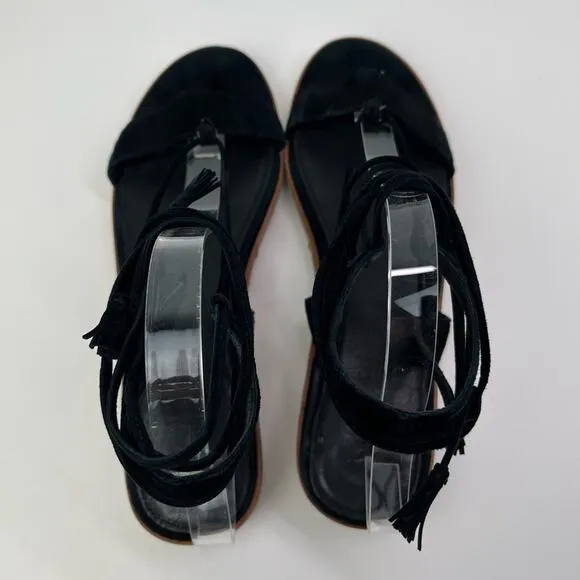FRYE Miranda Black Suede Leather Gladiator Platform Sandals