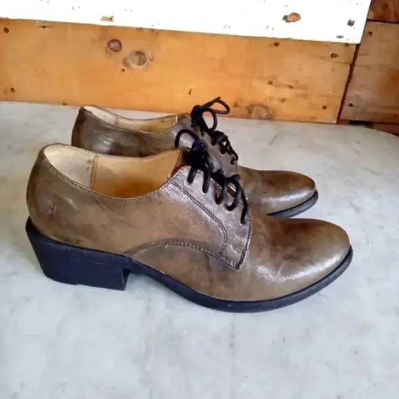 Frye Oxford Womens 5.5 Taupe Lace Up Leather