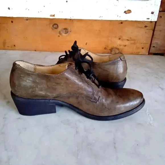 Frye Oxford Womens 5.5 Taupe Lace Up Leather