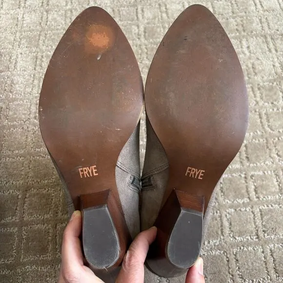 Frye Reina Suede Bootie Size 9.5 Taupe Gray Western Cowgirl Festival Ankle Boots