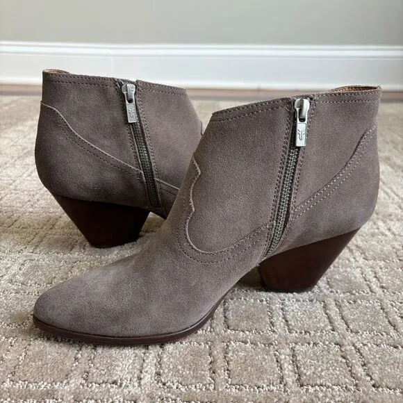 Frye Reina Suede Bootie Size 9.5 Taupe Gray Western Cowgirl Festival Ankle Boots