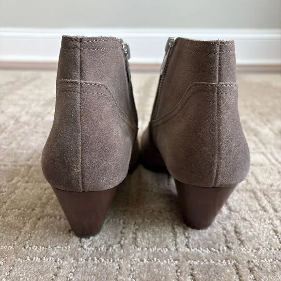 Frye Reina Suede Bootie Size 9.5 Taupe Gray Western Cowgirl Festival Ankle Boots