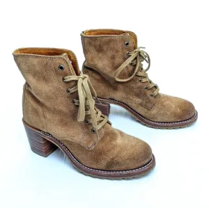 FRYE Sabrina 6G tan suede leather lace-up boots