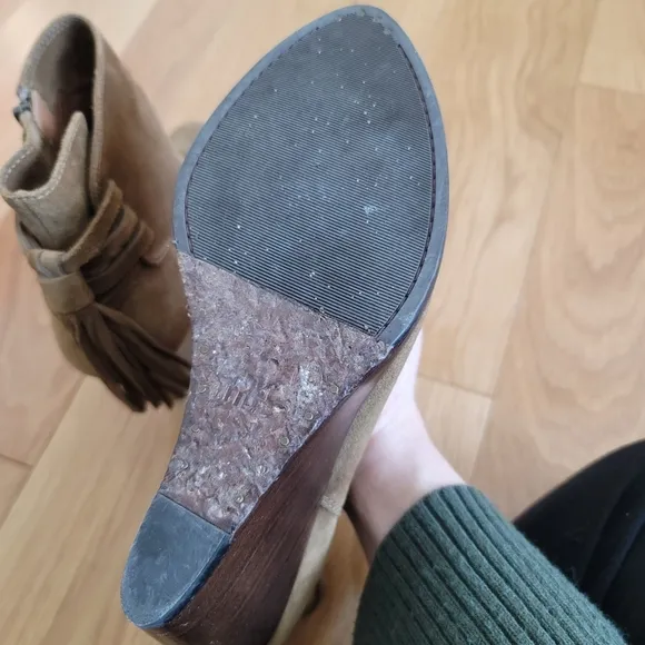 Frye Shoes Frye Suede Leather Cece Tassel Brown Wedge Ankle Boots