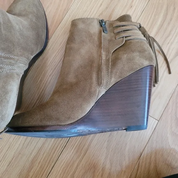 Frye Shoes Frye Suede Leather Cece Tassel Brown Wedge Ankle Boots