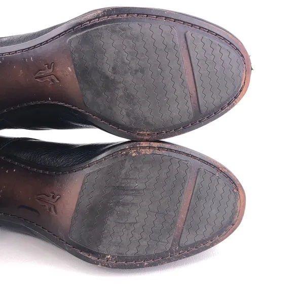 Frye Stella Oxford Black Leather Heeled Booties 6M