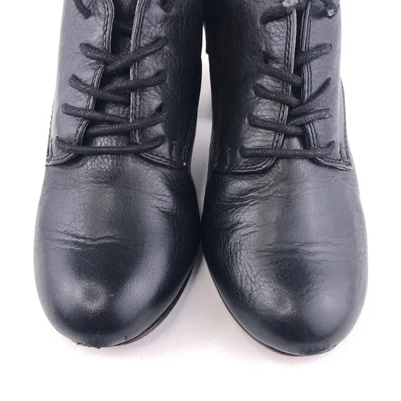 Frye Stella Oxford Black Leather Heeled Booties 6M