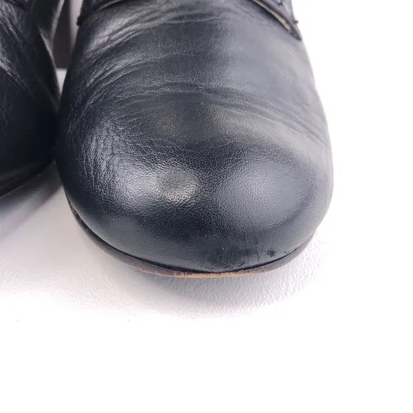 Frye Stella Oxford Black Leather Heeled Booties 6M