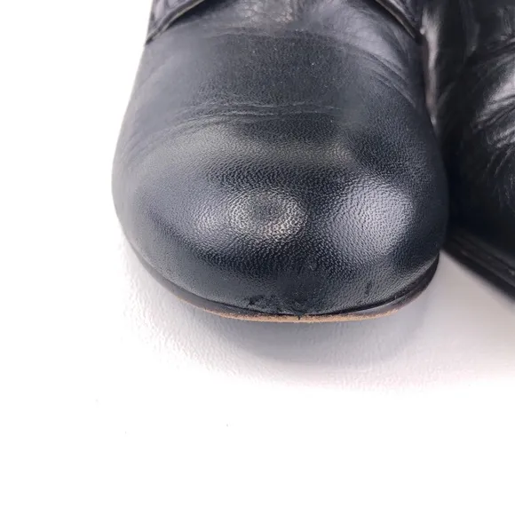 Frye Stella Oxford Black Leather Heeled Booties 6M