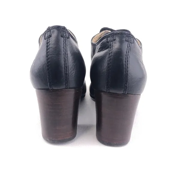 Frye Stella Oxford Black Leather Heeled Booties 6M
