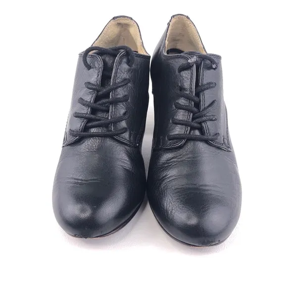 Frye Stella Oxford Black Leather Heeled Booties 6M