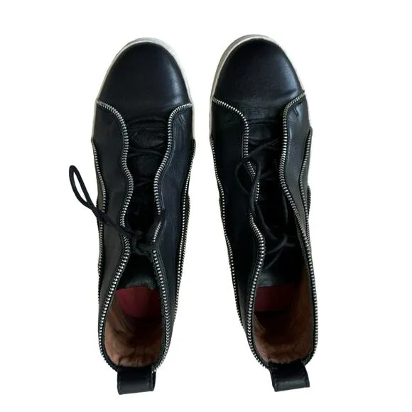 Frye Webster Zip High 71890 Black Leather Zipper Sneakers Shoes Size 8.5