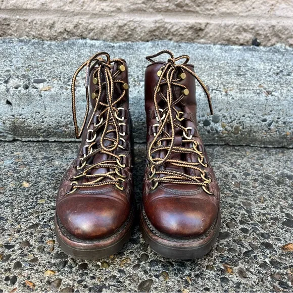 FRYE Women's Alta Hiker Ankle Boots in Cognac Leather Size 6 Lace Up